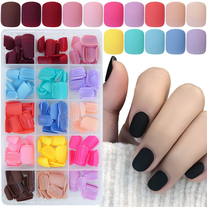 LuckForever 360pc Kids Press-On Nails – Matte Short Square Full Cover Kit