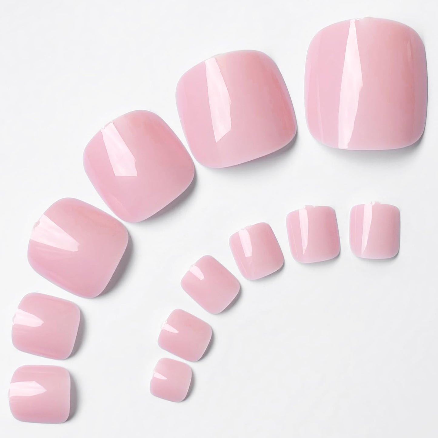 LuckForever Pink Press-on Toenails – 240pc Kit with Adhesive Tabs & File
