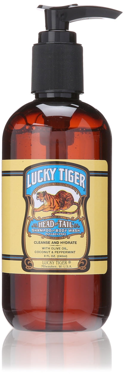 Lucky Tiger Shampoo & Body Wash, 8 Oz – Organic Peppermint All-in-One Cleanser