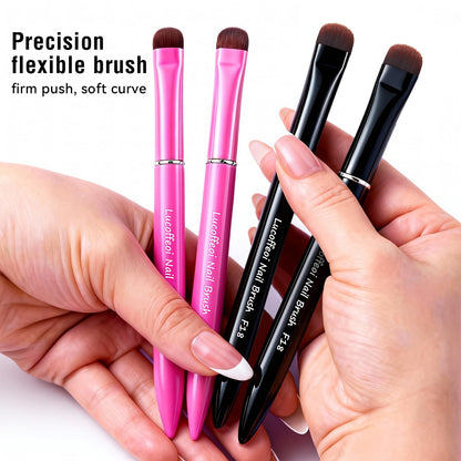 Lucoffeoi Clean Up Brush 2-Pack – Pro Kolinsky Sable Nail Art Brushes for Gel, Polygel, Acrylic (Pink F18 + Black F16)