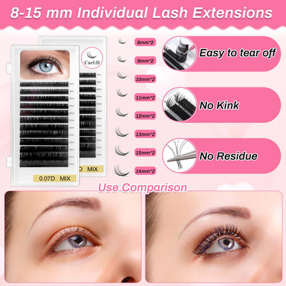 Lucomb DIY Lashes Extension Kit – 227 PCS Lash Training Starter Set