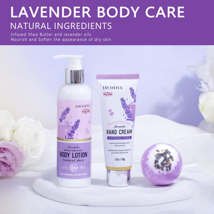 LUCOTIYA Lavender Spa Gift Set – Relaxing Bath & Body Gift Box for Her