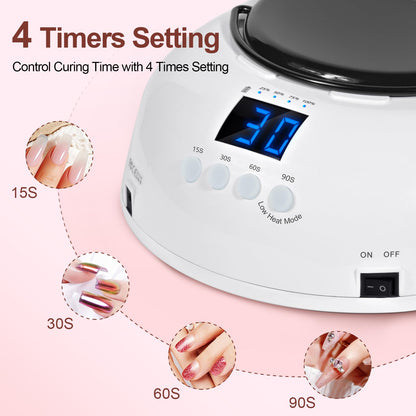 Ludysic 96W UV LED Nail Lamp – Cordless, Auto Sensor, 4 Timers for Salon & Home