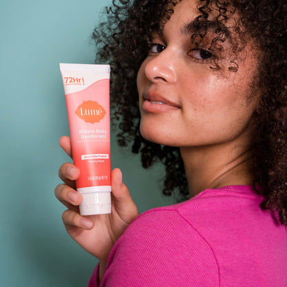Lume Whole Body Deodorant – Peony Rose Invisible Cream Tube, 72-Hour Odor Control, Aluminum & Baking Soda Free