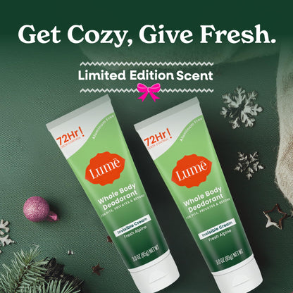Lume Whole Body Deodorant - Invisible Cream Tube (3 oz) | 72-Hour Odor Control | Aluminum & Baking Soda Free - Fresh Alpine