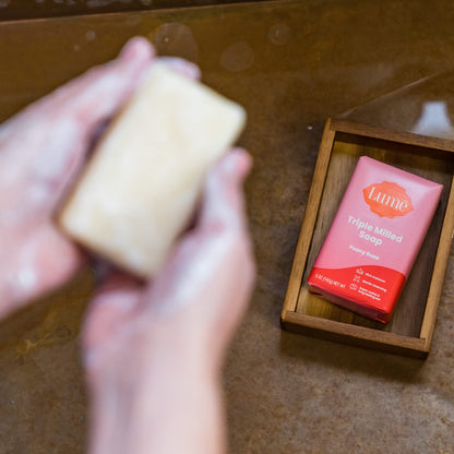 Lume Triple Milled Bar Soap – Rich Moisture & Gentle Cleansing | Peony Rose, Pack of 4 (5 oz each)