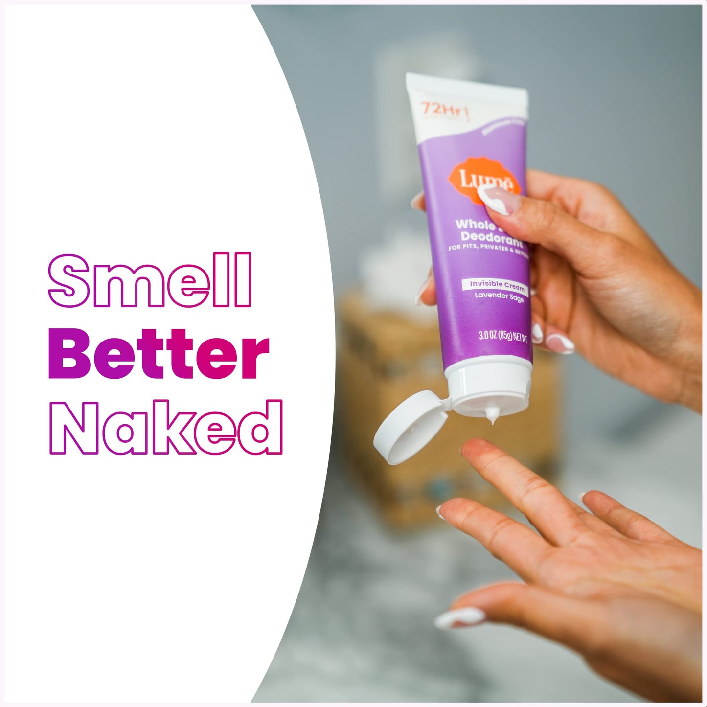 Lume Whole Body Deodorant - Lavender Sage | 72 Hour Odor Control, Aluminum Free & Baking Soda Free, 3 oz Tube (Pack of 2)