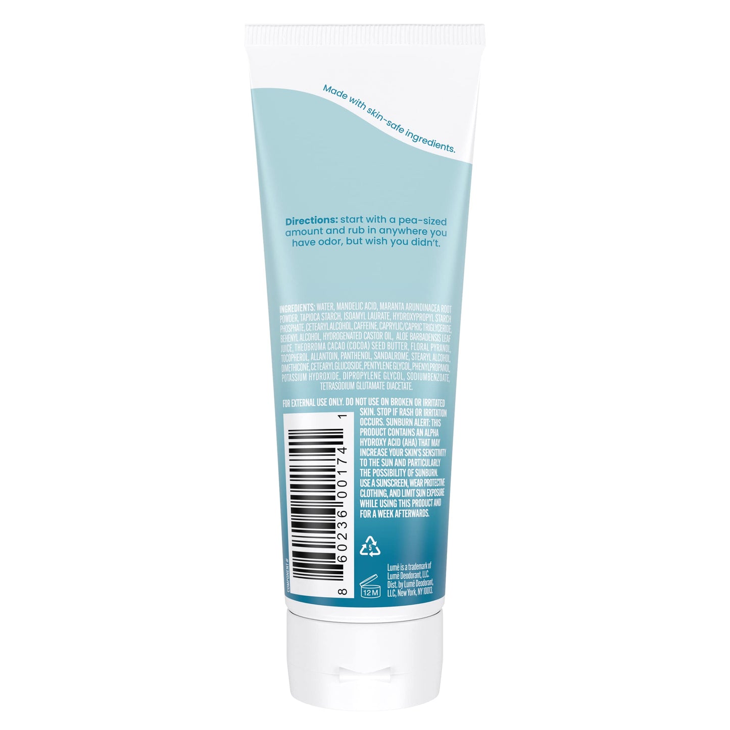 Lume Whole Body Deodorant – Invisible Cream Tube | 72 Hour Odor Control | Aluminum Free & Baking Soda Free