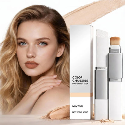 Lumine Skin Color-Changing Foundation Stick with Dual-Ended Brush – Hydrating, Buildable Coverage (Ivory White)
