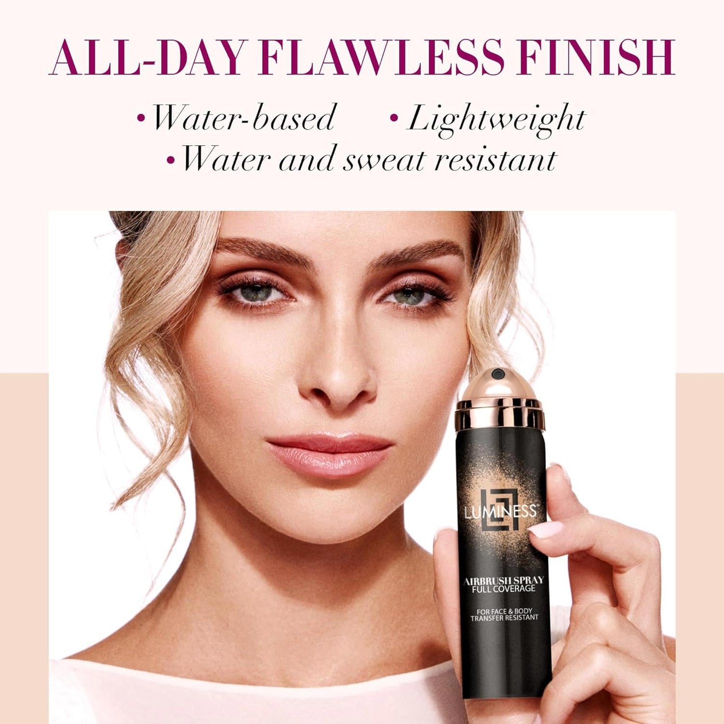 LUMINESS Airbrush Body Coverage – Full Coverage Foundation for Face & Body (Deep Rich) | Water-Resistant & Long-Wear
