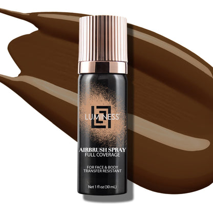 LUMINESS Airbrush Body Coverage – Full Coverage Foundation for Face & Body (Deep Rich) | Water-Resistant & Long-Wear