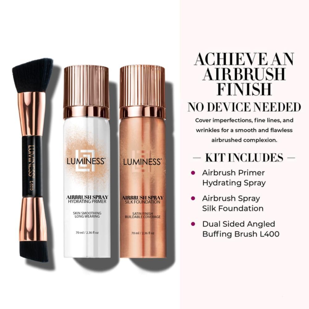 LUMINESS Airbrush Silk Foundation Starter Kit – Medium | Hydrating, Buildable Coverage