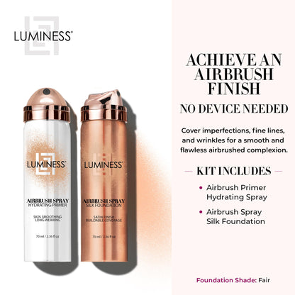 LUMINESS Silk Airbrush Foundation & Primer Kit – Hydrating Silk Formula (Shade Fair)