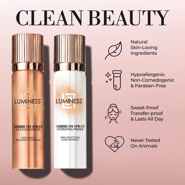 LUMINESS Airbrush Silk Foundation Starter Kit – Medium | Hydrating, Buildable Coverage