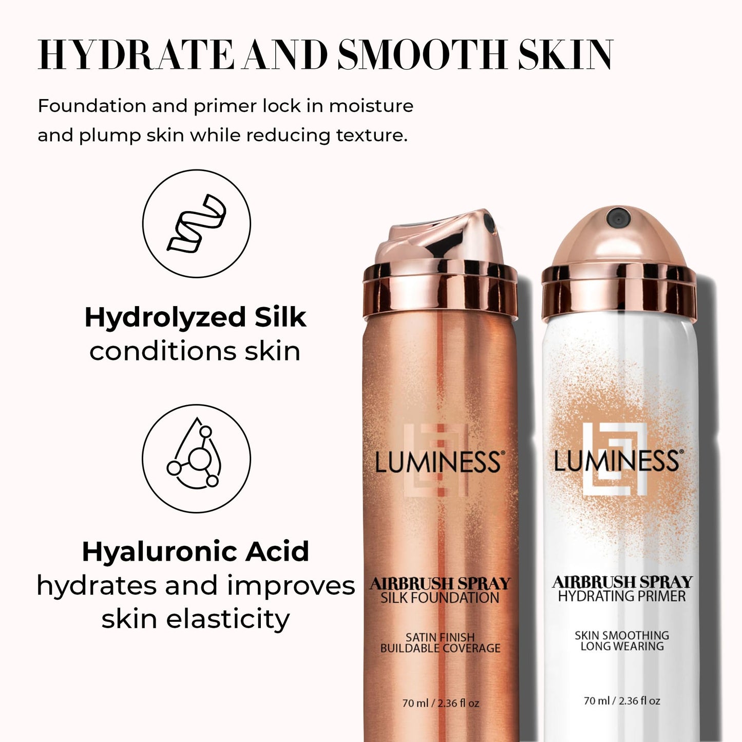 LUMINESS Silk Airbrush Foundation & Primer Kit – Hydrating Silk Formula (Shade Fair)