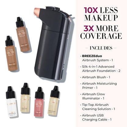 Luminess Breeze Duo Airbrush Makeup System - Deep Coverage 9-Piece Kit