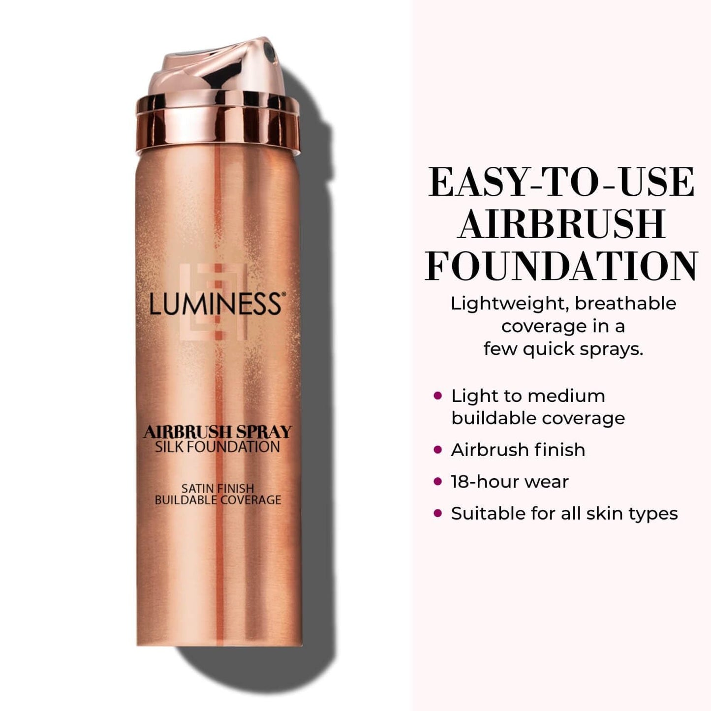 LUMINESS Silk Airbrush Spray Foundation (040-Medium) – Buildable Coverage, Hydration & Long-Lasting Finish