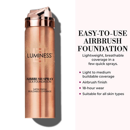 LUMINESS Silk Airbrush Spray Foundation (040-Medium) – Buildable Coverage, Hydration & Long-Lasting Finish