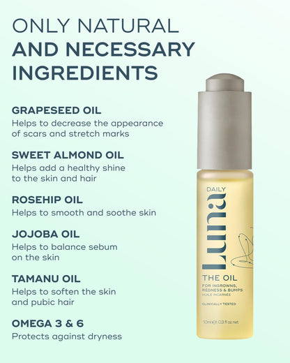 Luna Daily Mini Ingrown Hair Oil (10ml) | Travel-Size Hydrating Oil for Delicate Areas