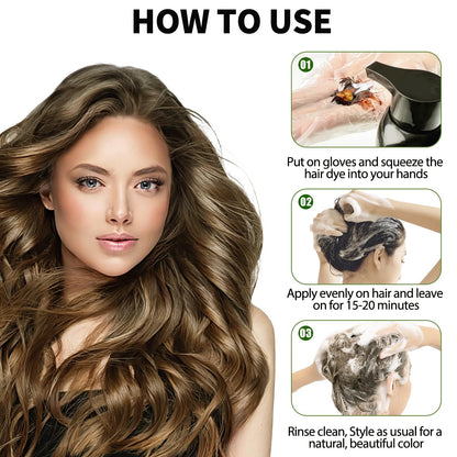Lunory Light Brown Hair Dye Shampoo – 3-in-1 Color, Ammonia-Free & Paraben-Free