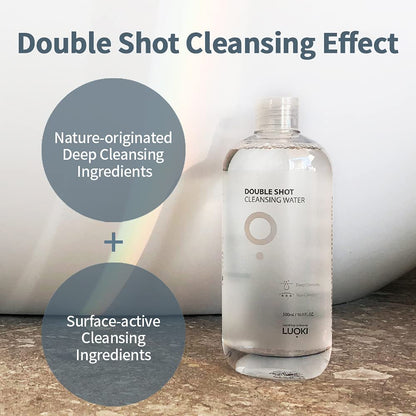 LUOKI Double Shot Cleansing Water 500ml (Pack of 2) – Hypoallergenic Micellar Makeup Remover