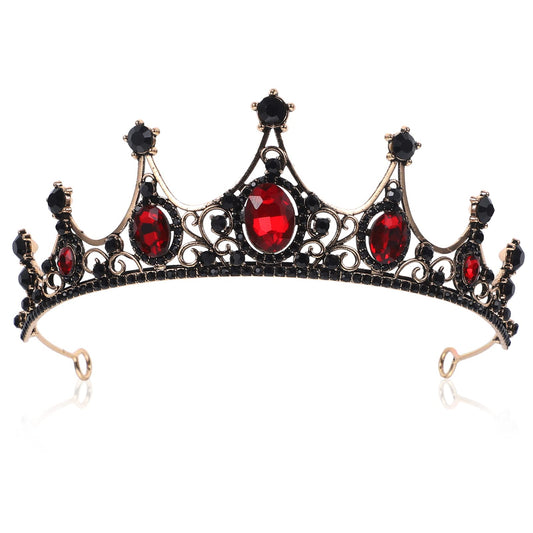 Lurrose Baroque Queen Crown — Bridal Tiara with Rhinestones for Weddings, Prom & Costumes