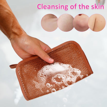Lurrose Exfoliating Face Washcloths – 8pc Nylon Body Scrubbers for Shower and Skin Cleansing