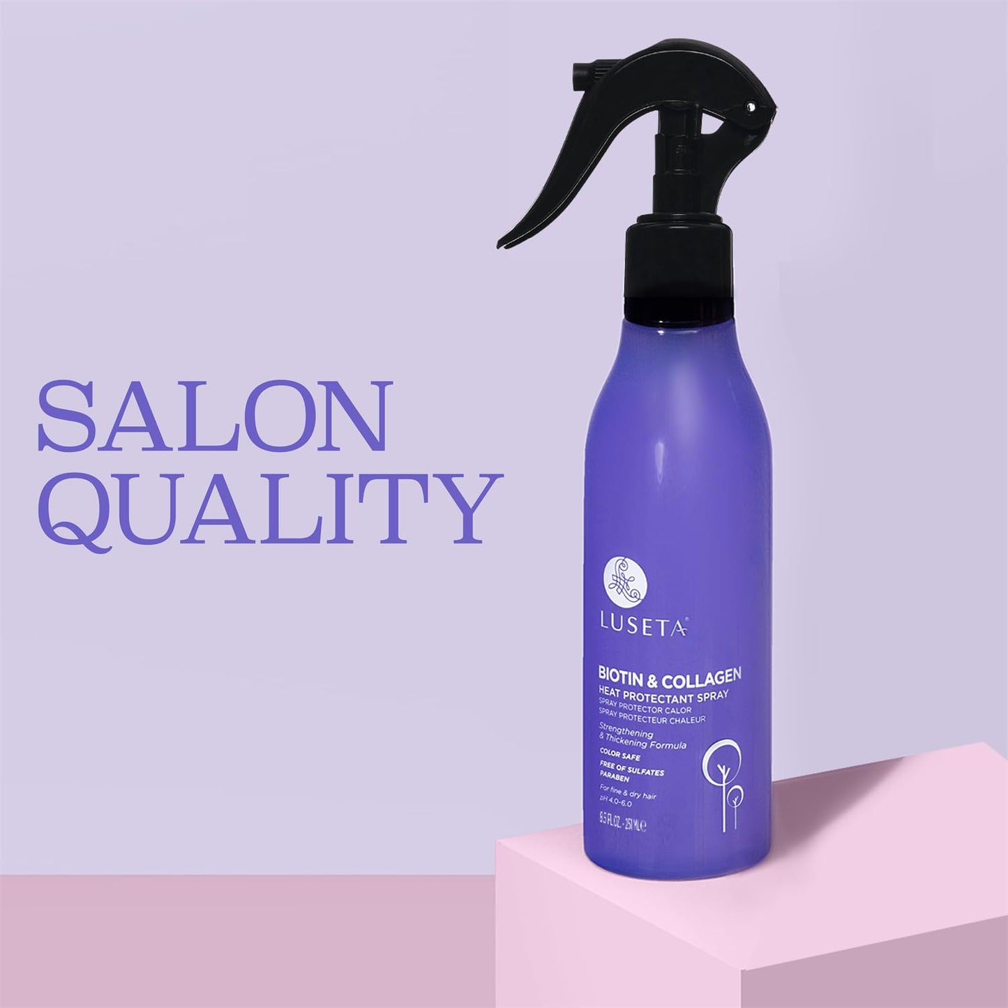 Luseta Biotin & Collagen Heat Protection Spray – 8.5oz | Shield Hair During Heat Styling