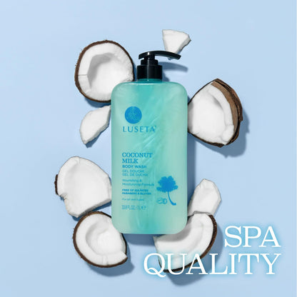 Luseta Coconut Milk Body Wash with Coconut Oil & Pomegranate — Deep Hydration & Gentle Cleansing (33.8oz)
