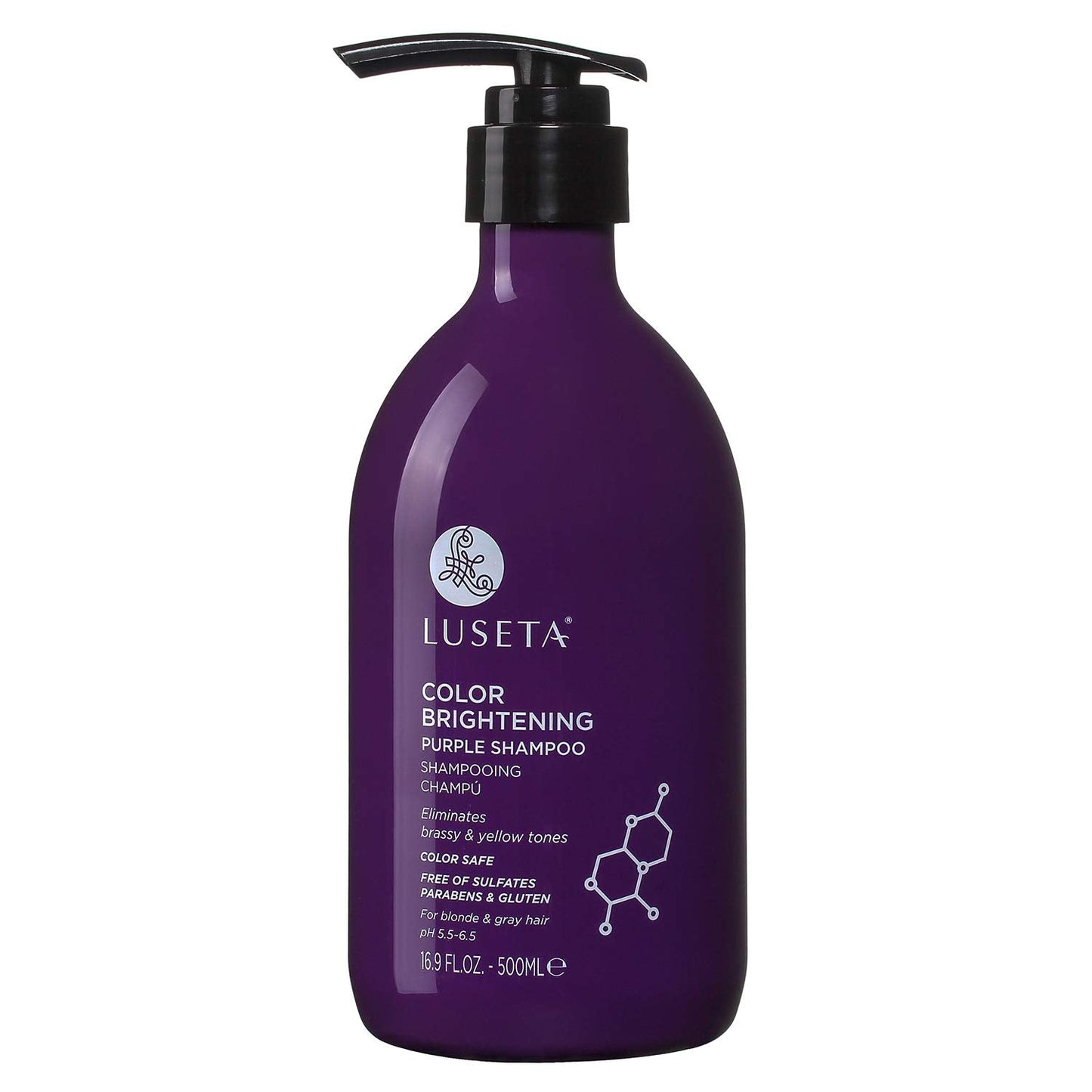 Luseta Color Brightening Purple Shampoo for Blonde and Gray Hair – Coconut Oil Nourish, Sulfate Free, Paraben Free, 16.9 oz