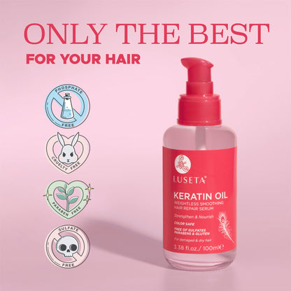 L LUSETA Keratin Hair Oil Serum for Color Treated Hair – Strengthen & Nourish