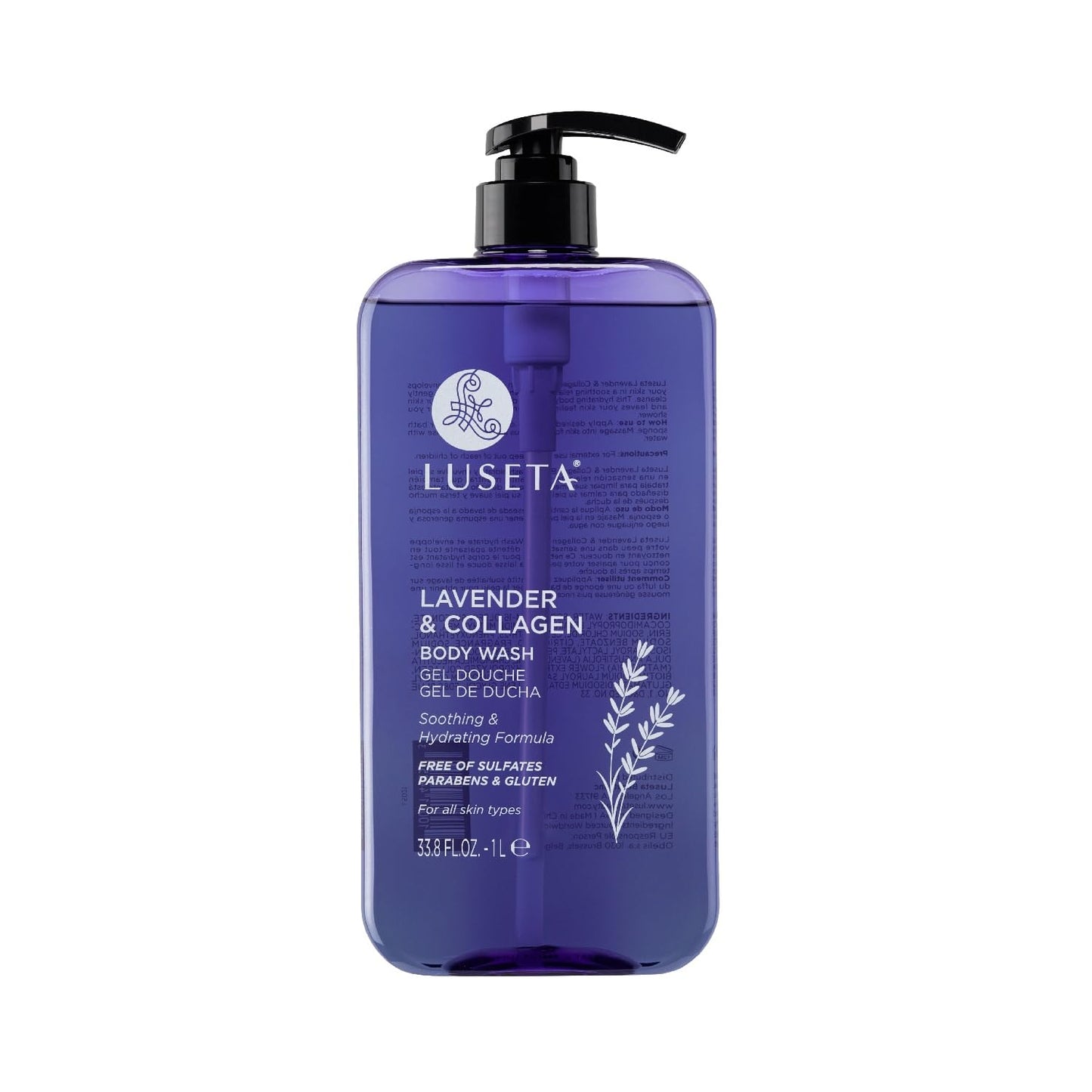 Luseta Lavender & Collagen Body Wash – Hydration, Calming Scent, 33.8oz