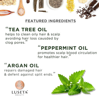 Luseta Tea Tree & Mint Shampoo - Cleansing & Soothing for All Hair Types, 16.9 oz
