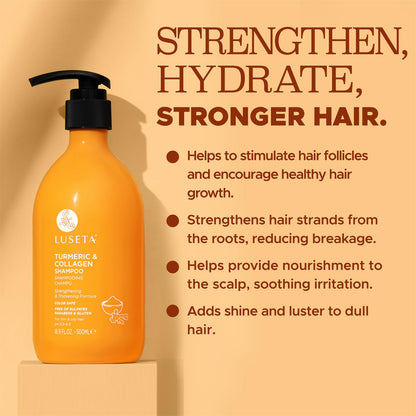 Luseta Hair Growth Shampoo with Turmeric & Collagen | Thickening, Color Safe, Sulfate & Paraben Free 16.9 oz