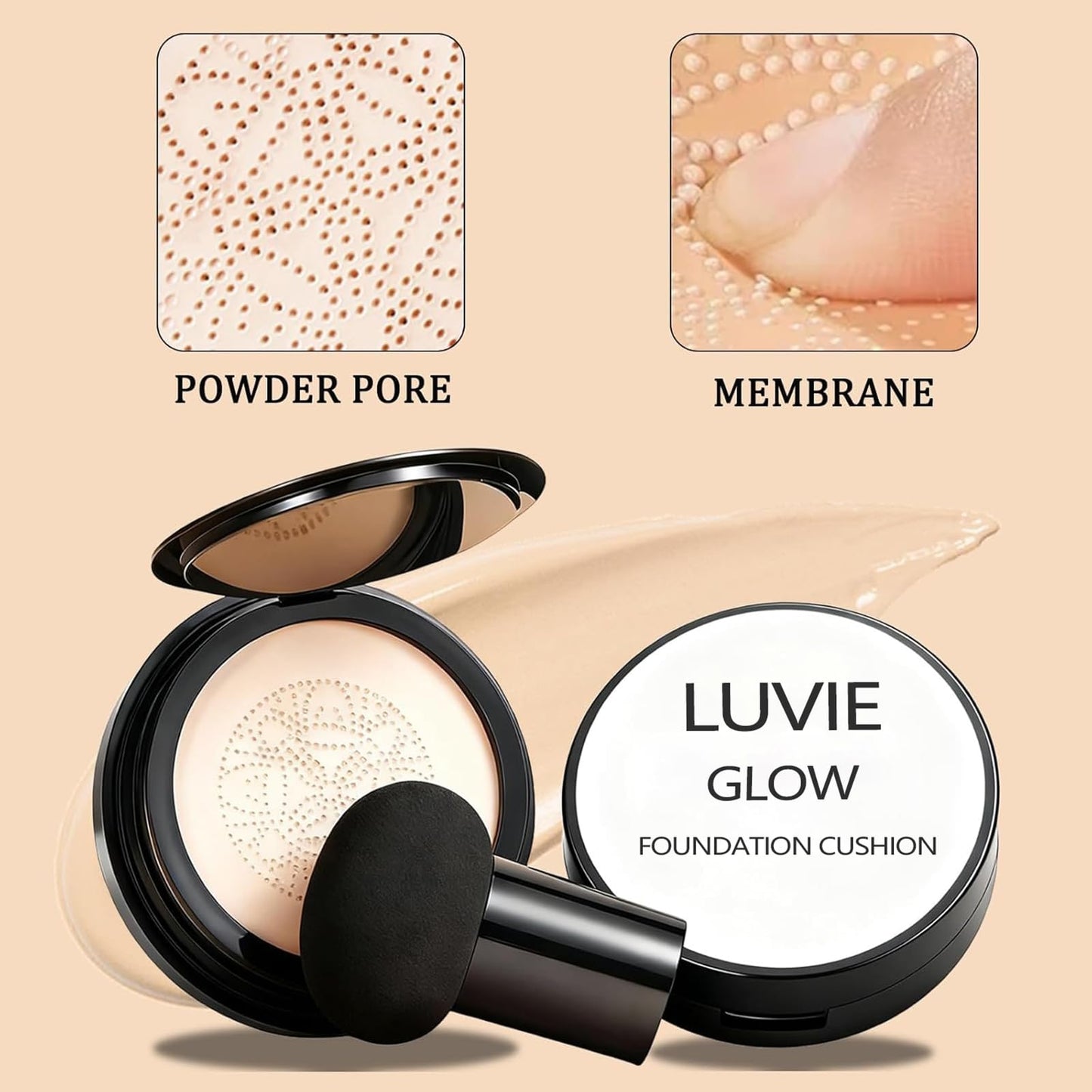 Luvie Glow Foundation for Mature Skin – Warm Cushion CC Cream with Hyaluronic Acid