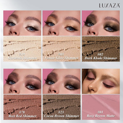 LUXAZA 6PCS Eyeshadow Stick Set – Crease-Proof, Metallic & Matte (Pink Brown)