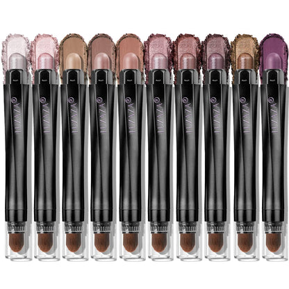 LUXAZA 10PCS Eyeshadow Stick Set – Shimmer & Neutral Brown Metallic Cream Pencils