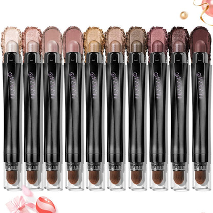 Luxaza 10PCS Eyeshadow Stick Set – Shimmer & Matte Brown Metallic, Waterproof & Smudge-Proof