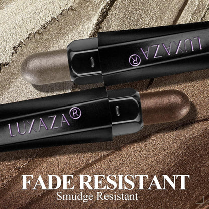 LUXAZA 6PCS Eyeshadow Stick Set – Brown & Grey Metallic & Matte Pencils, Waterproof & Long-Lasting