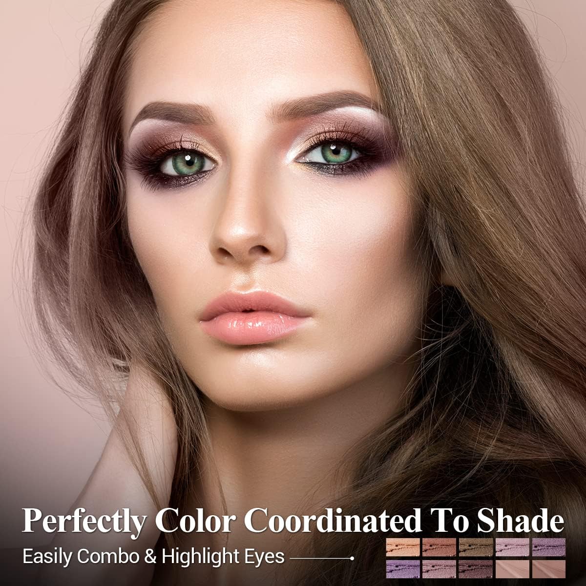 LUXAZA PRO Plum Eyeshadow Stick Set – 10pc Neutral Shimmer & Matte Cream Palette + Bronze Smoky Eyeliner Kit