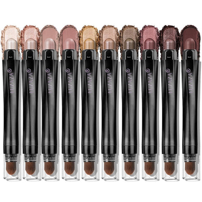 LUXAZA PRO Brown Eyeshadow Stick Set 10PCS Espresso Neutral Shimmer & Matte Cream