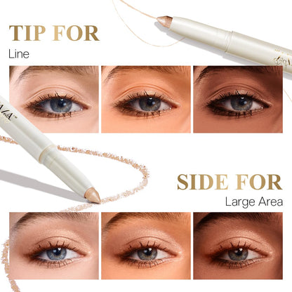 LUXAZA PRO 2PCS Eyeshadow Stick – Creamy Caramel-Latte Shimmer with Built-In Brush & Sharpener