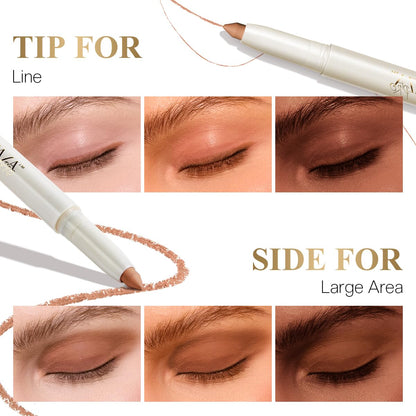 LUXAZA PRO 2PCS Eyeshadow Stick – Creamy Caramel-Latte Shimmer with Built-In Brush & Sharpener