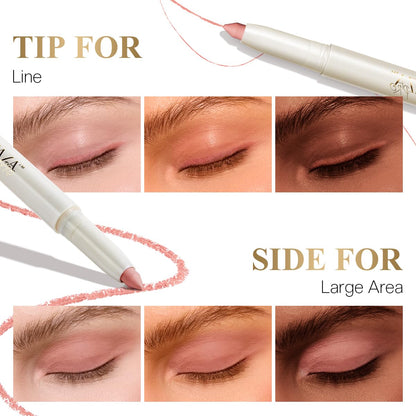 LUXAZA PRO 2PCS Eyeshadow Stick – Peach-Bud Cream Shimmer with Built-in Brush & Sharpener | S3M4
