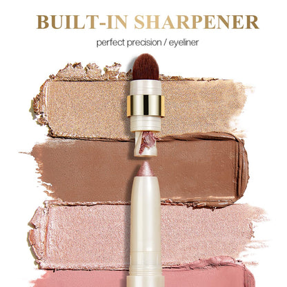 LUXAZA PRO 2PCS Eyeshadow Stick – Peach-Bud Cream Shimmer with Built-in Brush & Sharpener | S3M4