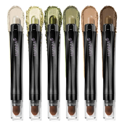 LUXAZA PRO FIREFLIES LIGHT 6-Piece Eyeshadow Stick Set – Green Metallic Shimmer