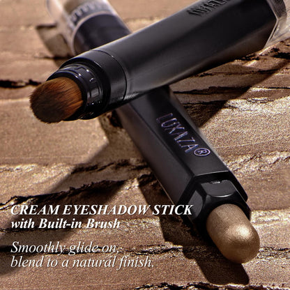 LUXAZA PRO Brown Eyeshadow Stick Set – 3pc Neutral Shimmer & Matte Cream Palette, Golden Glow