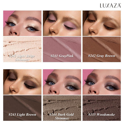LUXAZA PRO Neutral Eyeshadow Stick 6-Piece Set — Smoky Rose Taupe & Dark Grey