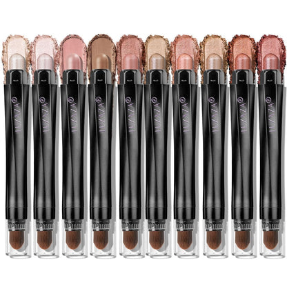 LUXAZA PRO Orange Eyeshadow Stick Set 10pc – Neutral Shimmer & Matte Cream Palette | Stellar Pink Quartz