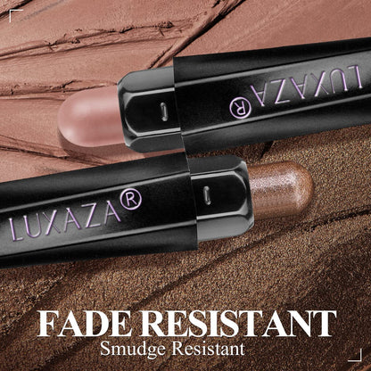 Luxaza Pro Plum Eyeshadow Stick Set 10pcs – Neutral Shimmer & Matte Cream Palette, Bronze Smoky Eyeliner, Cocoa Crush